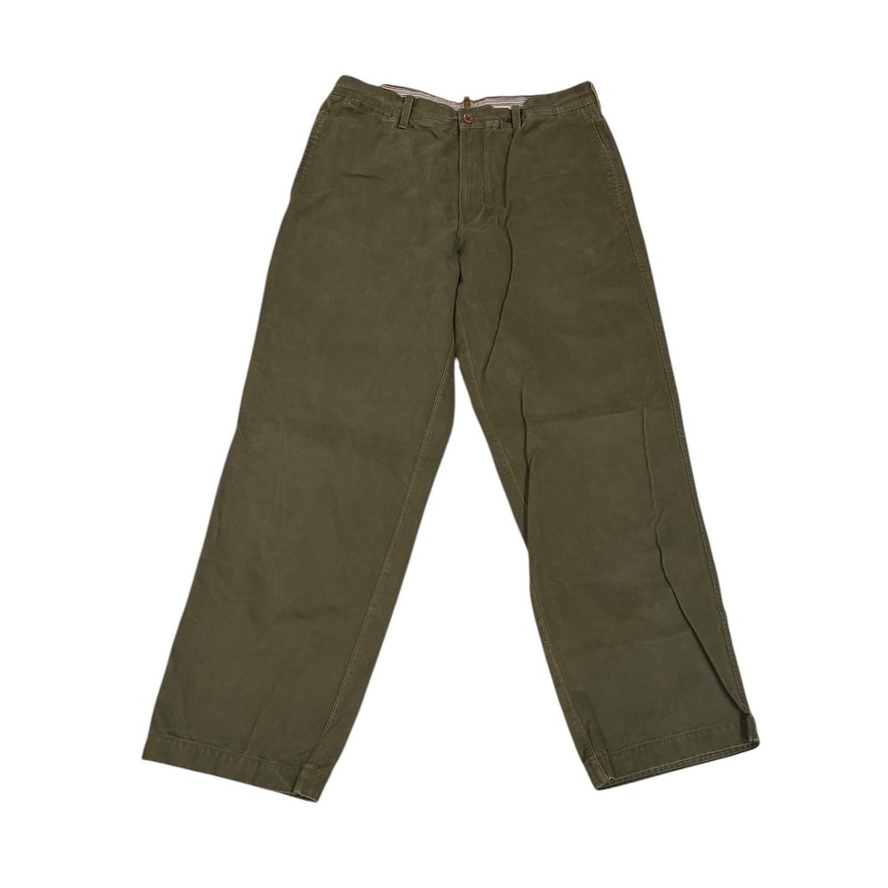 Timberland Mens Chino Pants Olive Green Cotton Twill Straight Leg 36/32 workwear